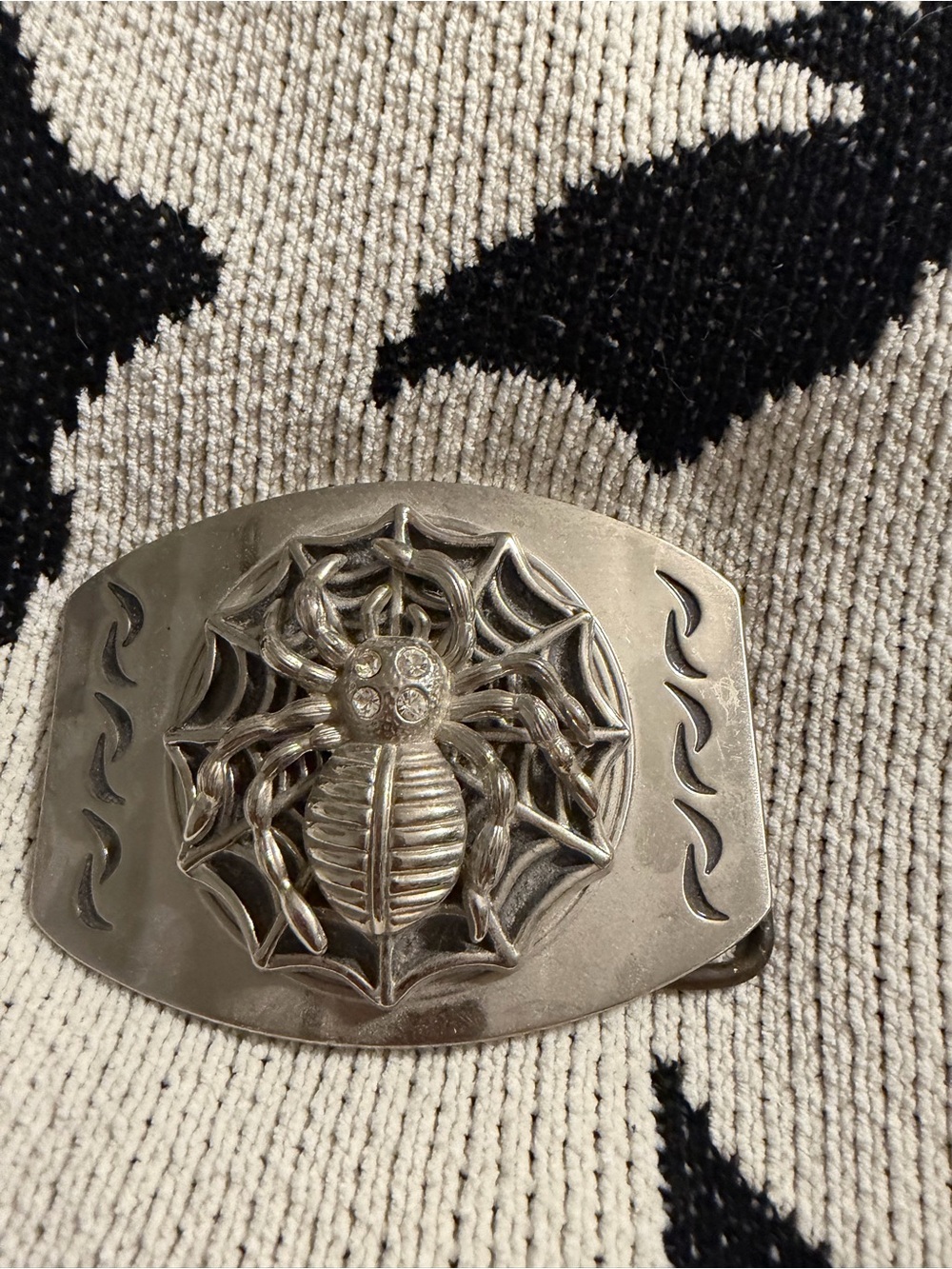 Silver Spider Web Belt Buckle - Men's Accessory